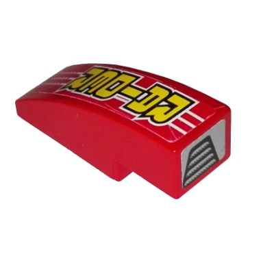 red slope curved 3 x 1 with raider and air vent pattern stickers - set 8130
