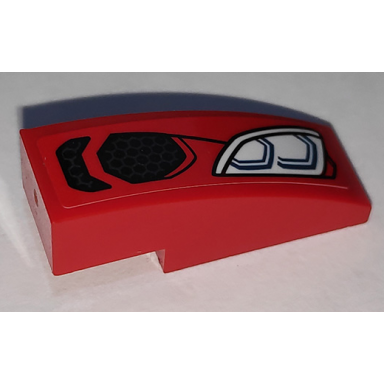 red slope curved 3 x 1 with grille and headlight pattern model left side sticker - set 76151