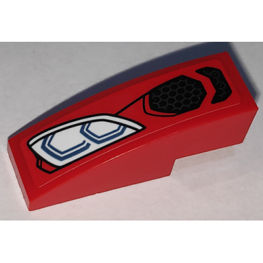 red slope curved 3 x 1 with grille and headlight pattern model right side sticker - set 76151