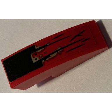 red slope curved 3 x 1 with black panel and stripes and dark tan smudges pattern sticker - set 70422
