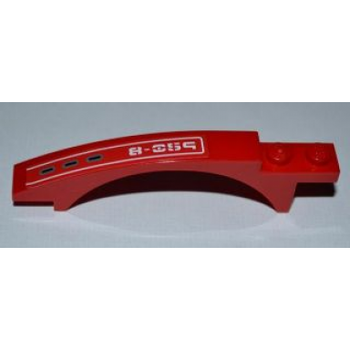 red slope curved 8 x 1 x 1 2 3 with arch and 2 recessed studs with vents and 8-059 pattern model left side sticker - set 8059