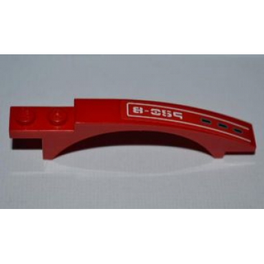 red slope curved 8 x 1 x 1 2 3 with arch and 2 recessed studs with vents and 8-059 pattern model right side sticker - set 8059