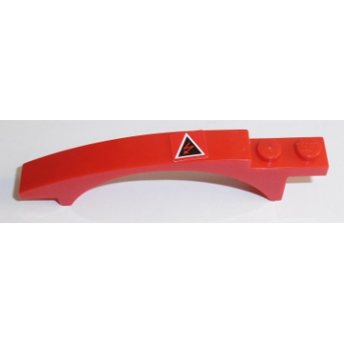 red slope curved 8 x 1 x 1 2 3 with arch and 2 recessed studs with electricity danger sign pattern sticker - set 8143