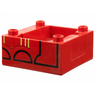 red duplo train cab tender base with bottom tube with thomas friends james pattern