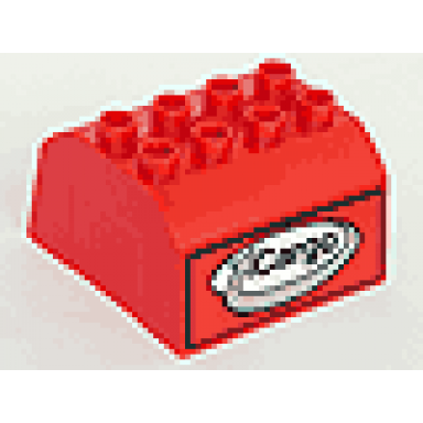 red duplo train cab upper section with cargo pattern