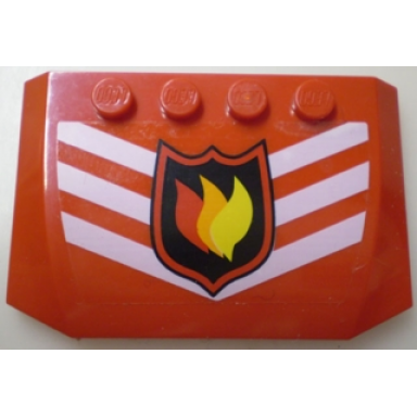 red wedge 4 x 6 x 2 3 triple curved with fire logo badge and 3 white chevrons pattern sticker - set 7239