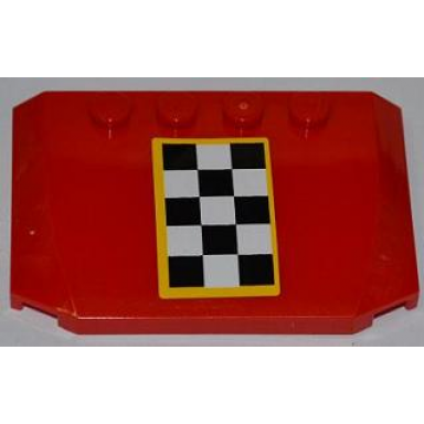 red wedge 4 x 6 x 2 3 triple curved with checkered flag with yellow outline pattern sticker - set 4643