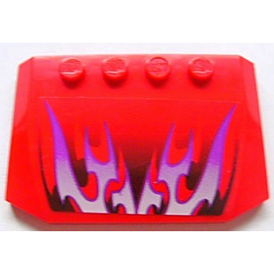 red wedge 4 x 6 x 2 3 triple curved with purple flames pattern sticker - set 8136