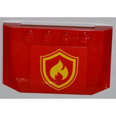 red wedge 4 x 6 x 2 3 triple curved with yellow and red fire logo badge pattern sticker - set 4208