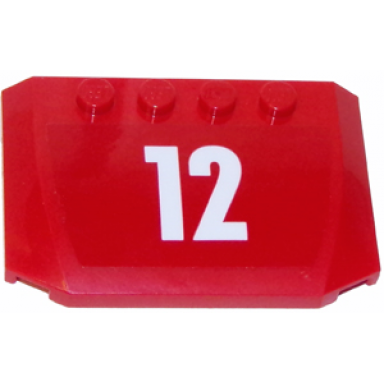 red wedge 4 x 6 x 2 3 triple curved with white 12 on red background pattern sticker - set 60112