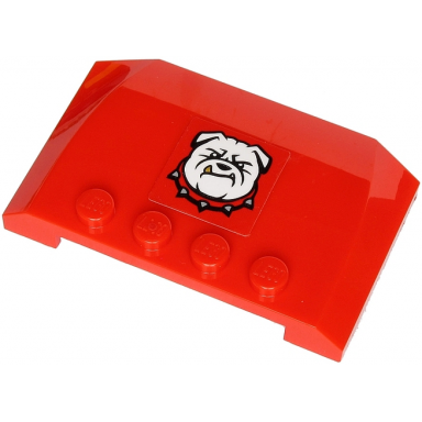 red wedge 4 x 6 x 2 3 triple curved with white bulldog with spiked collar on red background pattern sticker - set 60245