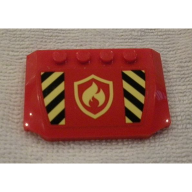 red wedge 4 x 6 x 2 3 triple curved with black and yellow danger stripes and fire logo badge pattern sticker - set 60214