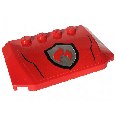 red wedge 4 x 6 x 2 3 triple curved with silver and red fire logo badge and black lines pattern sticker - set 60319