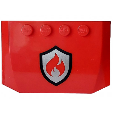 red wedge 4 x 6 x 2 3 triple curved with black and silver fire logo badge pattern