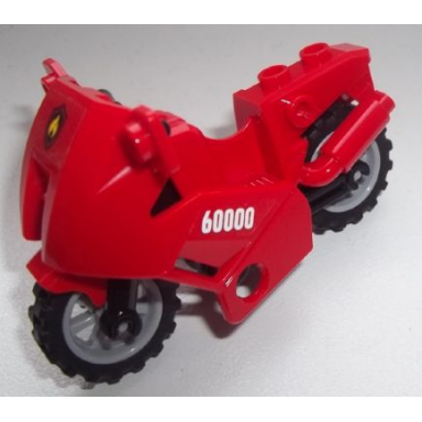 red motorcycle city with black and yellow fire logo badge on front and 60000 on both sides pattern stickers - set 60000
