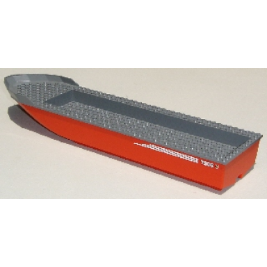 red boat hull unitary 51 x 12 x 6 with dark bluish gray top with fire logo and 7906 pattern on both sides stickers - set 7906