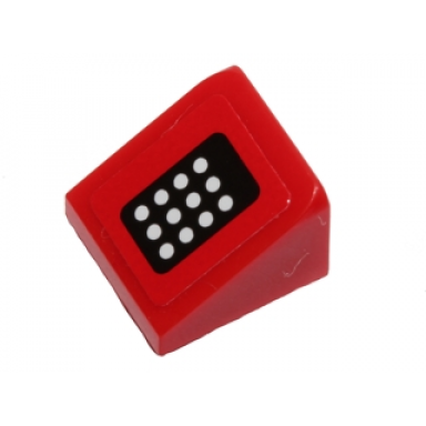 red slope 30 1 x 1 x 2 3 with 12 white dots on black background pattern sticker - set 40191