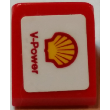 red slope 30 1 x 1 x 2 3 with shell logo and v-power pattern model left side sticker - set 75913