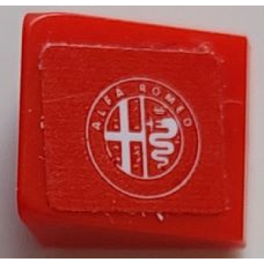 red slope 30 1 x 1 x 2 3 with white alfa romeo logo on red background pattern model left side sticker - set 75879
