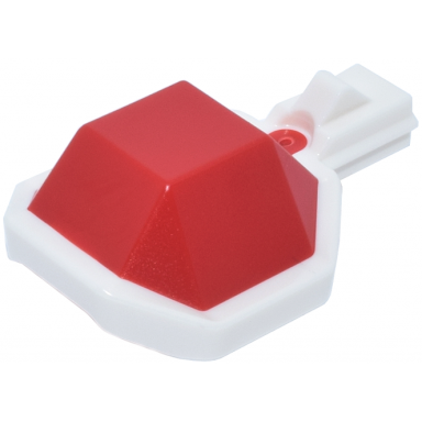 red projectile shell 2 x 2 with molded white bottom and launch attachment pattern