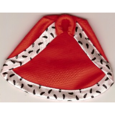 red belville clothes cloak for king with white and black satin trim and stiff collar