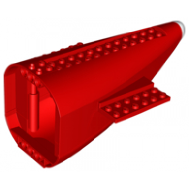 red aircraft fuselage aft section curved with fixed red base and white hard rubber tip