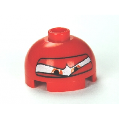 red brick round 2 x 2 dome top with eyes squinting and f1 helmet pattern francesco