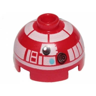 red brick round 2 x 2 dome top with white pattern r3-t2