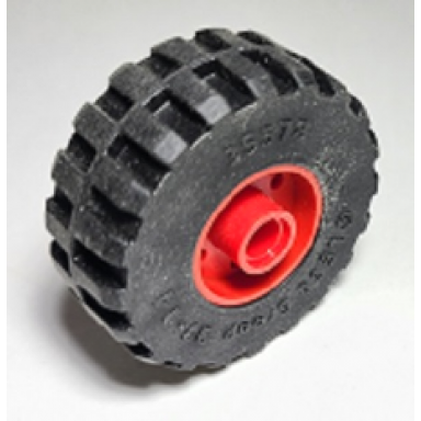 red wheel 18mm d x 14mm with pin hole fake bolts and shallow spokes with black tire 37 x 14 55981 35578