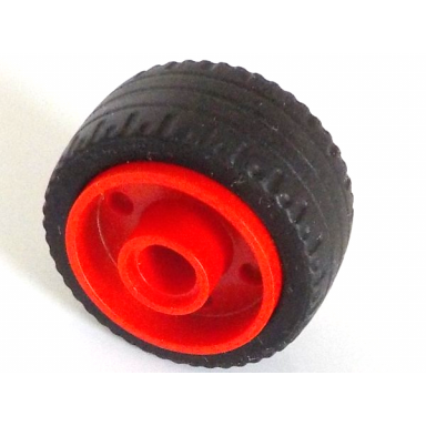 red wheel 18mm d x 14mm with pin hole fake bolts and shallow spokes with black tire 24 x 12 low 55981 18977