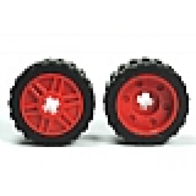 red wheel 18mm d x 14mm with axle hole fake bolts and shallow spokes with black tire 24 x 14 shallow tread 55982 30648