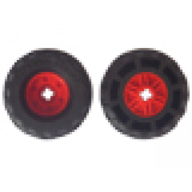 red wheel 18mm d x 14mm with axle hole fake bolts and shallow spokes with black tire 37 x 18r 55982 56891