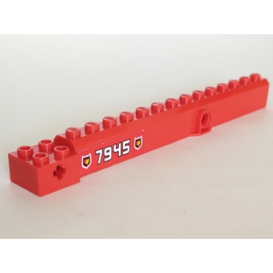 red crane arm outside wide with pin hole at mid-point with 7945 fire logo both sides pattern stickers - set 7945