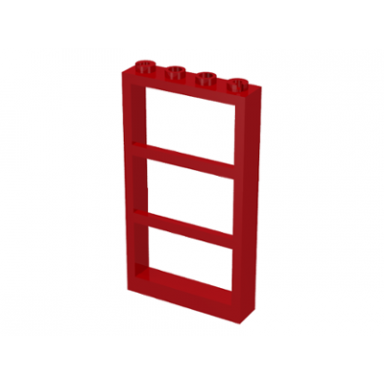 red window 1 x 4 x 6 with 3 panes