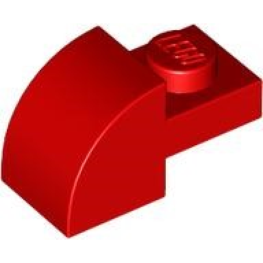 red slope curved 2 x 1 with recessed stud