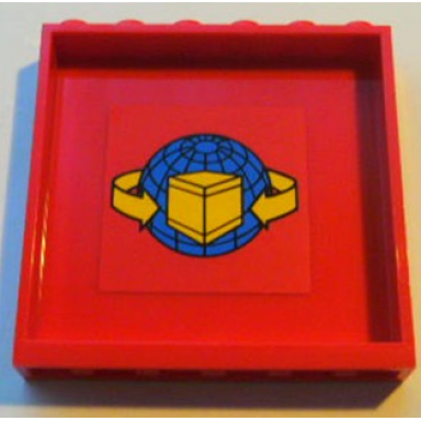 red panel 1 x 6 x 5 with box and arrows and globe pattern on red background pattern sticker - sets 7939 7992 7994