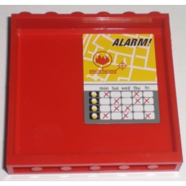 red panel 1 x 6 x 5 with alarm! and schedule pattern sticker - set 7208