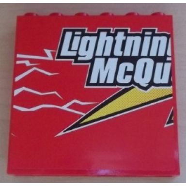 red panel 1 x 6 x 5 with lightning mcqu pattern sticker - set 8486