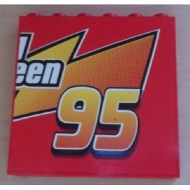 red panel 1 x 6 x 5 with een and 95 pattern sticker - set 8486