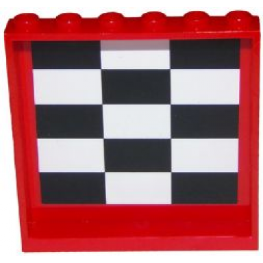 red panel 1 x 6 x 5 with black and white checkered pattern on inside sticker - set 75875