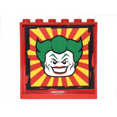 red panel 1 x 6 x 5 with red and yellow perspective view and the joker head pattern sticker - set 6857