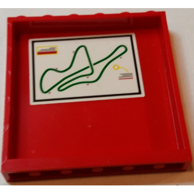 red panel 1 x 6 x 5 with green outlined race track map pattern on inside sticker - set 75913