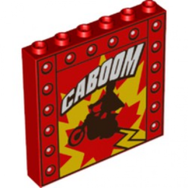 red panel 1 x 6 x 5 with caboom and daredevil on motorcycle pattern