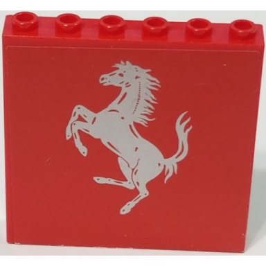 red panel 1 x 6 x 5 with ferrari logo silver horse on red background pattern sticker - set 8185