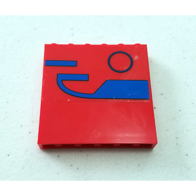 red panel 1 x 6 x 5 with blue geometrical shapes and circle pattern sticker - set 76088
