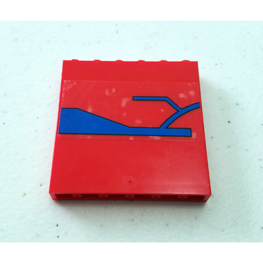red panel 1 x 6 x 5 with blue geometrical shapes pattern sticker - set 76088
