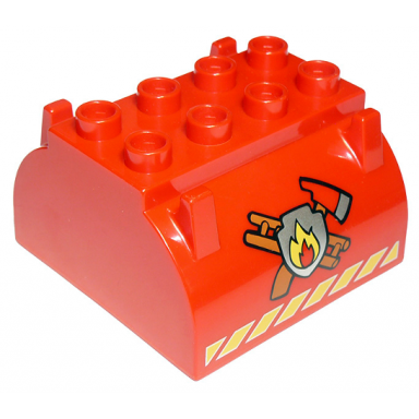 red duplo container tank upper section with stripes and fire logo pattern