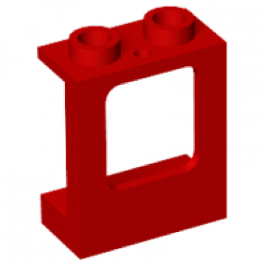red window 1 x 2 x 2 plane single hole top and bottom for glass