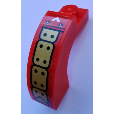 red arch 1 x 3 x 2 curved top with gold plates and black dots pattern sticker - set 80012
