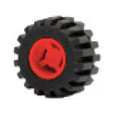 red wheel 11mm d x 12mm hole notched for wheels holder pin with black tire 21mm d x 12mm - offset tread small wide 6014b 6015
